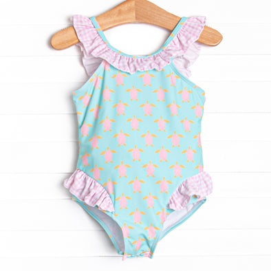 Turquoise Turtles One Piece, Pink – Stitchy Fish