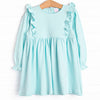 Lillie Flutter Pima Long Sleeve Dress, Mint