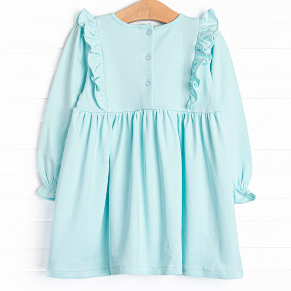 Lillie Flutter Pima Long Sleeve Dress, Mint