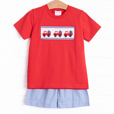 Free Country Cruisin' Smocked Short Set, Red