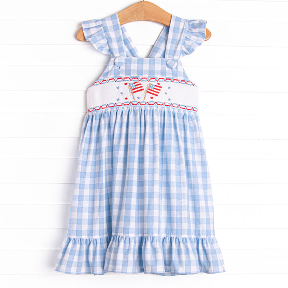 United We Stand Smocked Dress, Blue