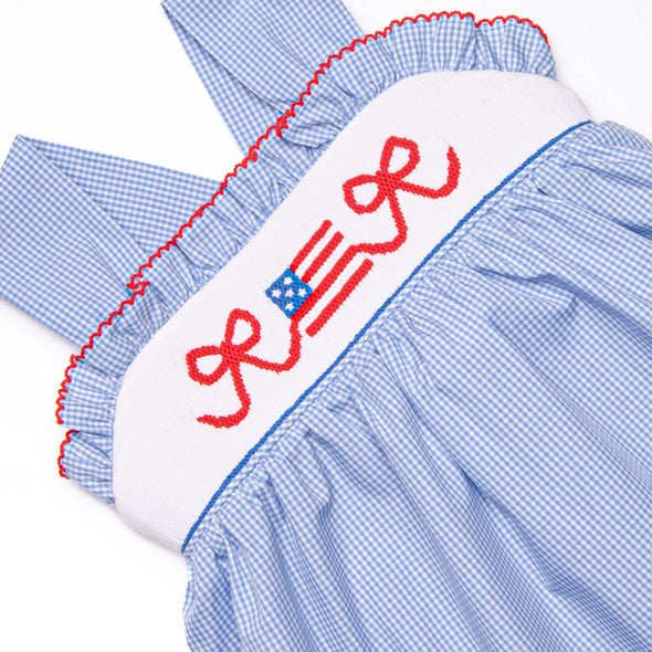 Brave Bows Smocked Dress, Blue