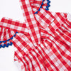 Patriotic Pops Smocked Ruffle Short Set, Red Check