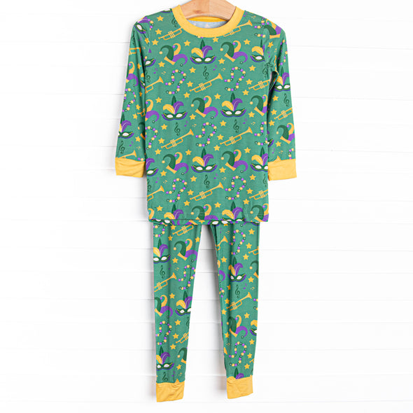 Mardi Gras March Bamboo Pajama Set, Green