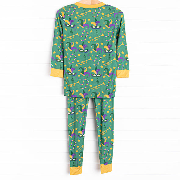 Mardi Gras March Bamboo Pajama Set, Green