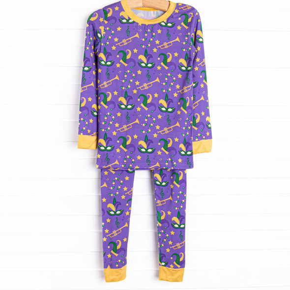 Mardi Gras March Bamboo Pajama Set, Purple