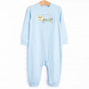 Young Grasshopper Applique Romper, Blue