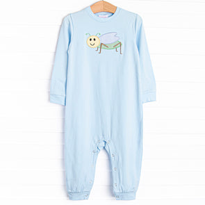 Young Grasshopper Applique Romper, Blue