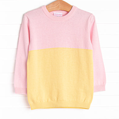 Color Block Sweater, Pink and Yellow