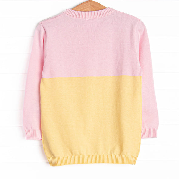 Color Block Sweater, Pink and Yellow