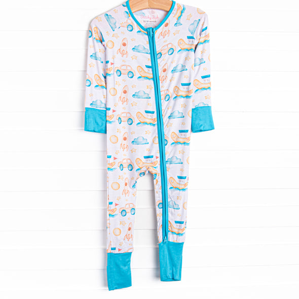 Dreaming Drivers Bamboo Zippy Pajama, Blue