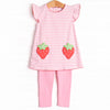 Pocketful of Berries Applique Legging Set, Pink