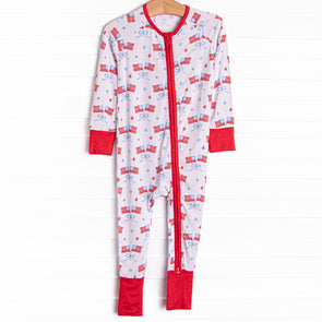 Home of the Brave Bamboo Zippy Pajama, Red