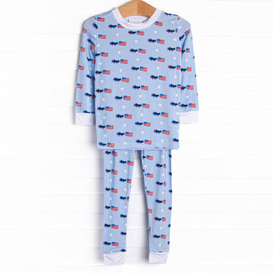 All-American Aviator Bamboo Pajama Set, Blue