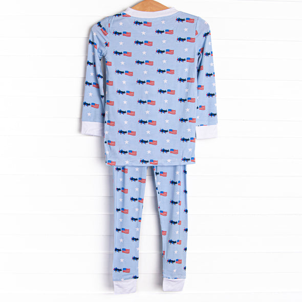 All-American Aviator Bamboo Pajama Set, Blue