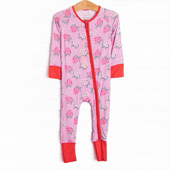 Sweet Sleep Strawberry Bamboo Zippy Pajama, Pink