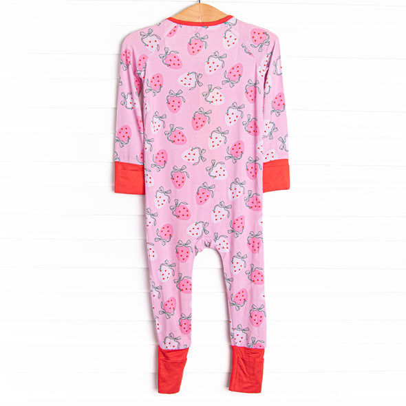 Sweet Sleep Strawberry Bamboo Zippy Pajama, Pink