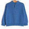 Quarter Zip Knitted Sweater, Medium Blue