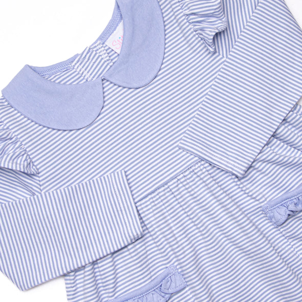 Emmaline Long Sleeve Pocket Dress, Periwinkle Stripe