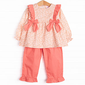 You're a Peach Side Tie Ruffle Pant Set, Orange