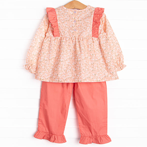 You're a Peach Side Tie Ruffle Pant Set, Orange