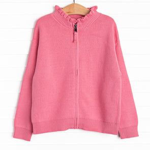 Knitted Ruffle Sweater, Hot Pink