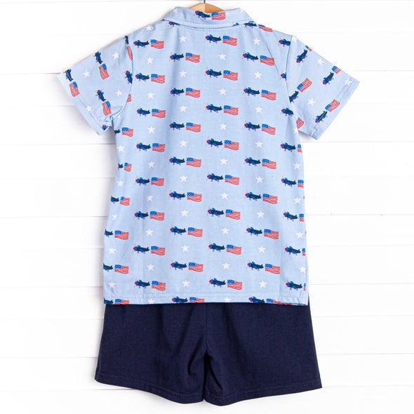 All-American Aviator Short Set, Blue