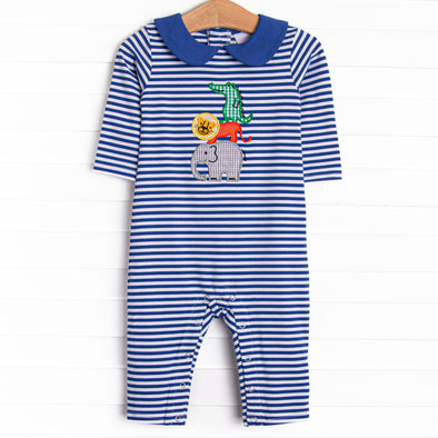 Zoo Pals Applique Romper, Royal Blue