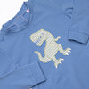 T-Rex Terror Applique Romper, Blue