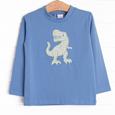 T-Rex Terror Applique Top, Blue