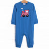 Locomotive Lad Applique Romper, Medium Blue