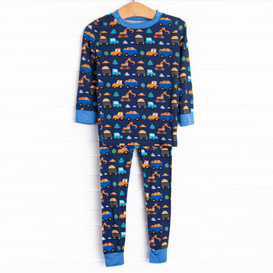 Cozy Construction Bamboo Pajama Set, Blue