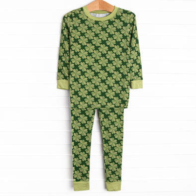 Showered in Shamrocks Bamboo Pajama Set, Green