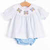 Bye Bye Butterfly Smocked Diaper Set, Blue