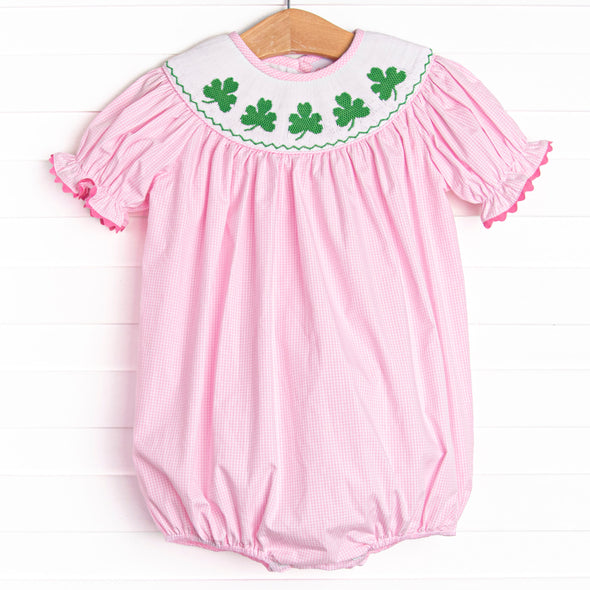 Lucky Me Smocked Bubble, Pink