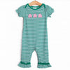 Lucky Trio Applique Romper, Green