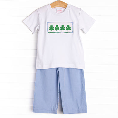 Lucky Me Smocked Pant Set, Blue