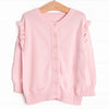 Button-Up Flutter Sleeve Sweater, Pink