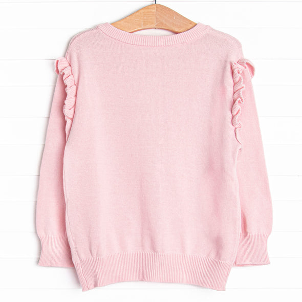 Button-Up Flutter Sleeve Sweater, Pink