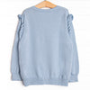 Button-Up Flutter Sleeve Sweater, Blue