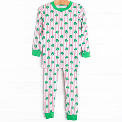 Sleepy Shamrocks Bamboo Pajama Set, Pink