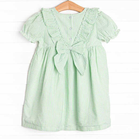 Sally Skipper Dress, Green Seersucker