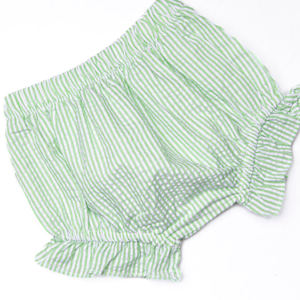 Sally Skipper Diaper Set, Green Seersucker