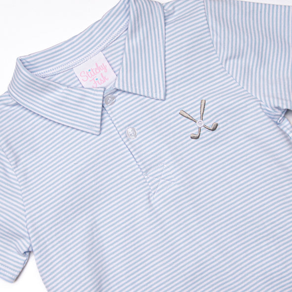 Best Day Birdie Embroidered Polo, Blue