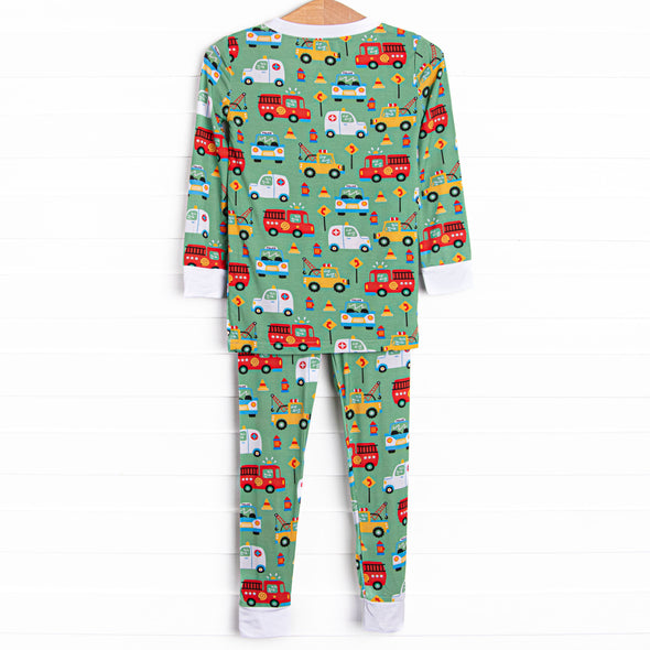 On the Way Rescue Bamboo Pajama Set, Green