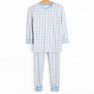 Carrot Patch Bamboo Pajama Set, Blue