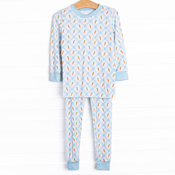 Carrot Patch Bamboo Pajama Set, Blue