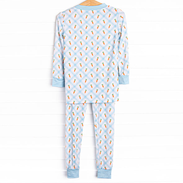 Carrot Patch Bamboo Pajama Set, Blue