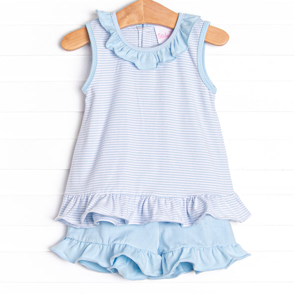 Hannah Short Set, Light Blue Stripe