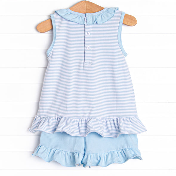 Hannah Short Set, Light Blue Stripe